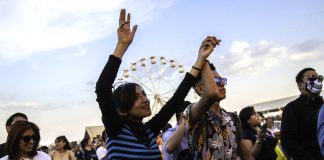 Attendees at a festival