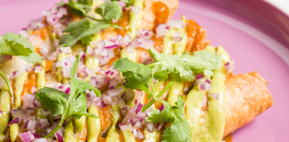 A photo of plated enchiladas