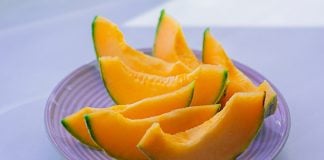Sliced cantaloupe melon on a plate