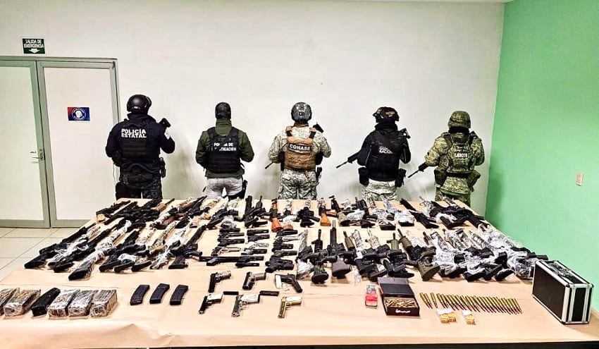 Soldiers with a confiscation of weapons