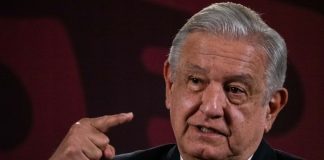 President Andres Manuel López Obrador speaks and gestures
