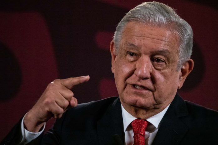 President Andres Manuel López Obrador speaks and gestures