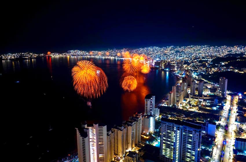 Acapulco bay fireworks for New Year's Eve