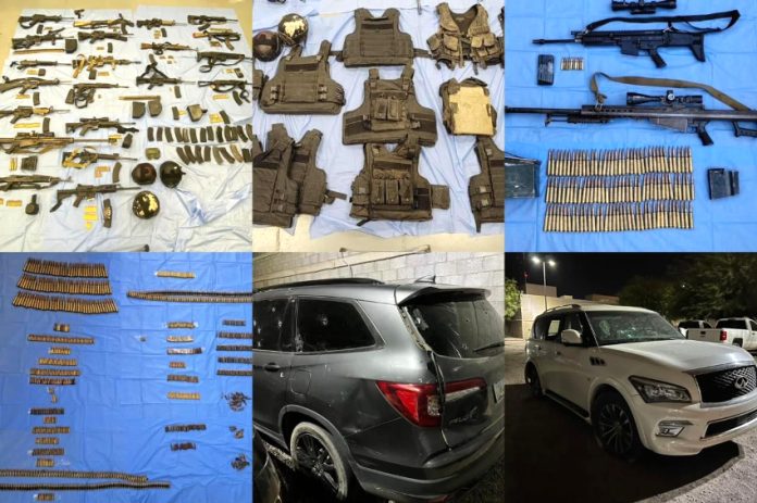 Weapons and cars seized by authorities