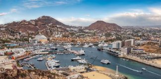 An aerial view of Cabo San Lucas, Baja California Sur.
