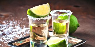 Tequila shots with lime
