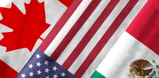 Canada, U.S. and Mexico flags
