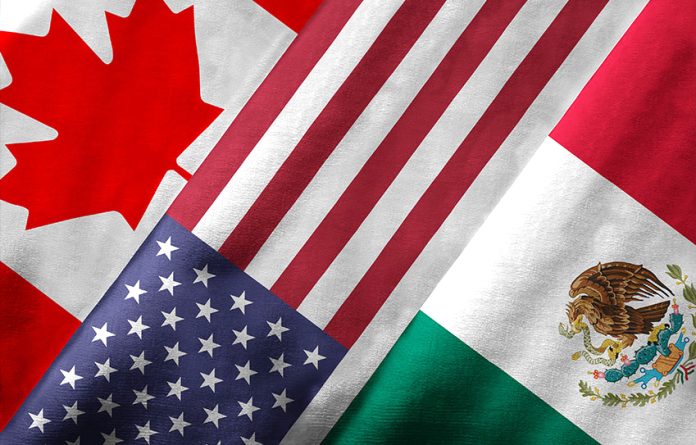 Canada, U.S. and Mexico flags