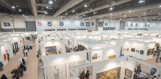 An overhead shot of the Zona Maco art fair in Mexico City