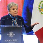 Alicia Bárcena at a press conference