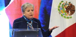 Alicia Bárcena at a press conference