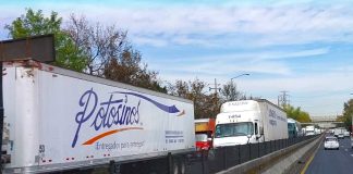 Trucks on a highway in Mexico City