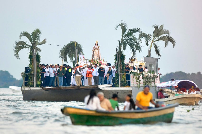 Boat with a religious procession