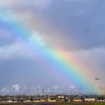 A rainbow over the US-Mexico border near Tijuana