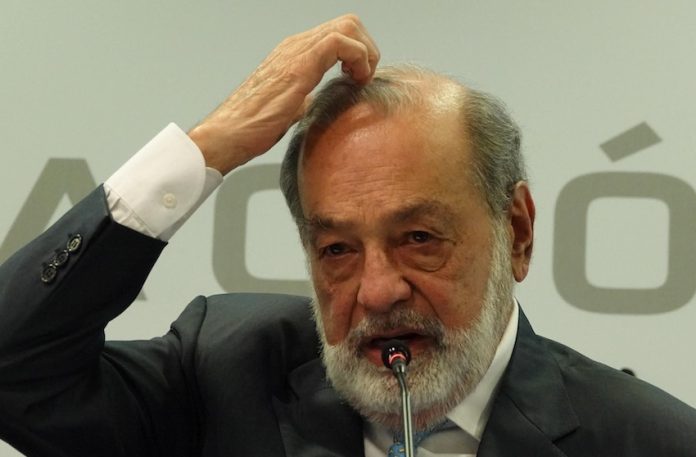 Carlos Slim at a press conference
