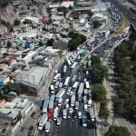 Truckers block a highway in Mexico City