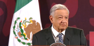Screen capture of AMLO at press conference