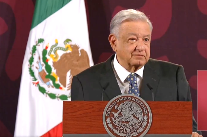 Screen capture of AMLO at press conference