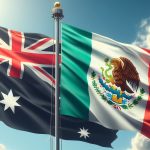 A mexican and australian flag side by side