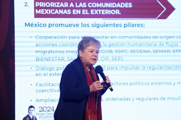 Alicia Bárcena speaks at a press conference