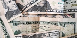 A photo of US $20 bills