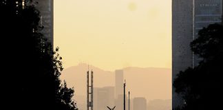 Hazy view of Mexico City skyline