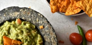 A molcajete full of guacamole