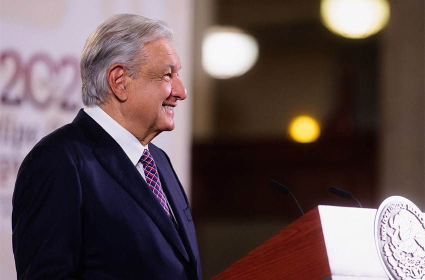 Mexico's President Lopez Obrador at a press conference on March 6, 2024