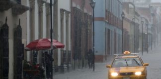 Rain on a Oaxaca street