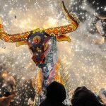 A bull shaped fireworks display at Mexico's International Pyrotechnics Festival in 2017