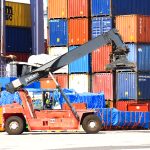 Shipping containers filled with export and import goods at Lázaro Cárdenas port in Michoacán, Mexico