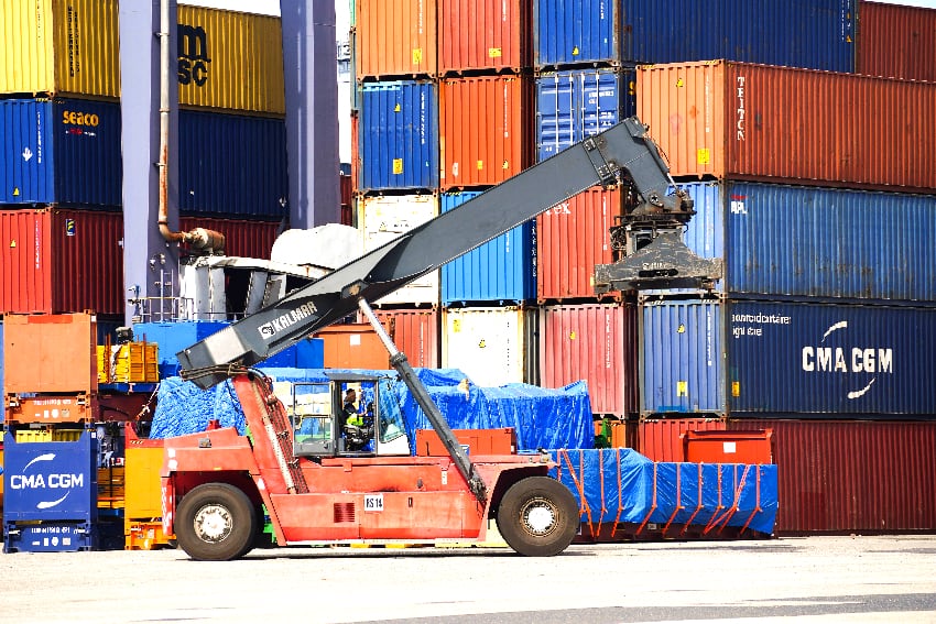 Shipping containers at Lázaro Cárdenas port in Michoacán