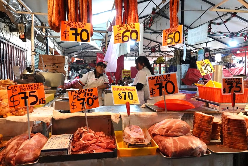 Meat for sale at a market