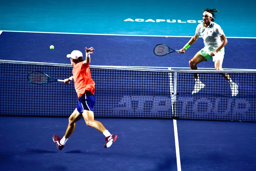Tennis players in a match at the Mexican Open in Acapulco