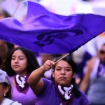 Woman at a march on International Women's Day in Querétaro