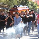Students from the Ayotzinapa Normalist School march with a coffin in Chilpancingo, Guerrero