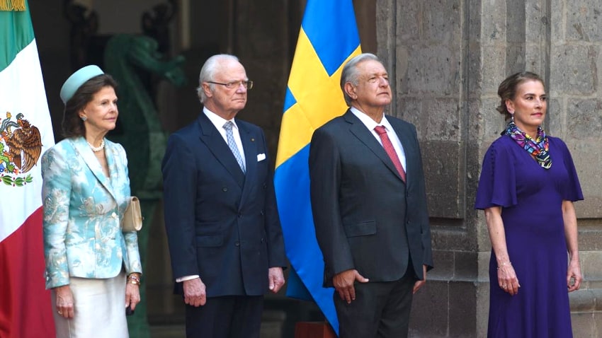 President López Obrador and his wife Beatriz Gutiérrez Müller with the king and queen of Sweden