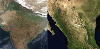 India and Mexico in satellite images