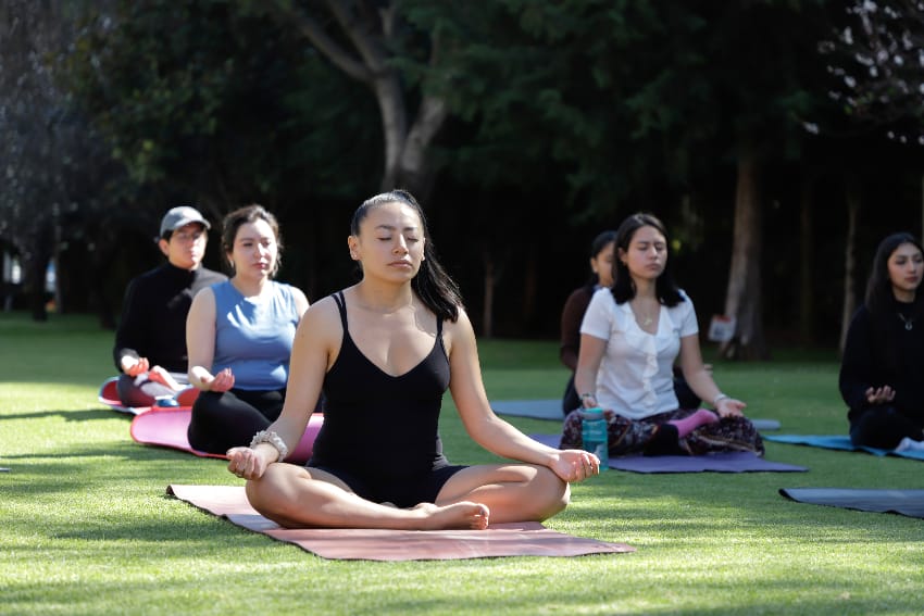 Students in a yoga class for India Day