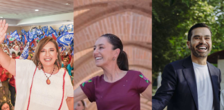 Photos of the three main candidates in Mexico's upcoming presidential election