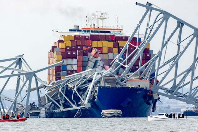 The container ship the Dali crashing into the Francis Scott Key bridge in Baltimore