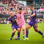 Messi faces two Orlando City players in a Round of 16 game for the Concacaf Champions Cup.
