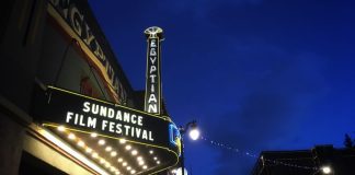 The Egyptian cinema theater with the words Sundance Film Festival written on marquee