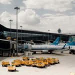 China Southern airplanes at the airport in Guangzhou, China