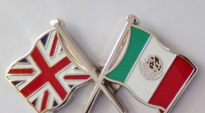 A UK flag and a Mexican flag