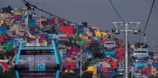 Cablebus system in Iztapalapa, Mexico City
