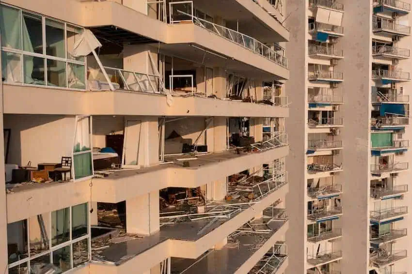A hurricane-damaged hotel in Acapulco