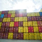 Shipping containers at Lázaro Cárdenas port in Michoacán