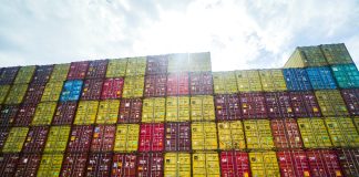 Shipping containers at Lázaro Cárdenas port in Michoacán