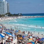 Tourists on a beach in Cancún